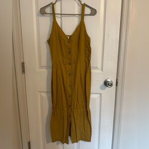 Mustard Button-Down Midi Dress